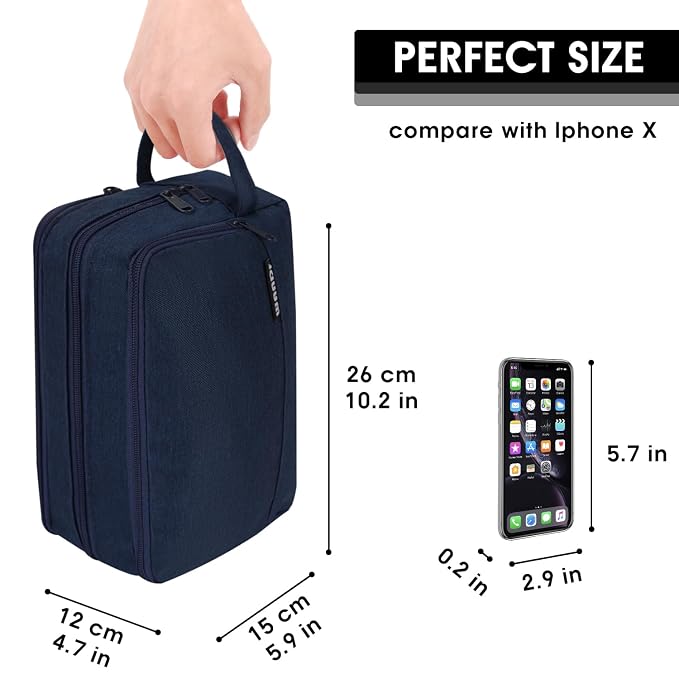 WANDF Travel Toiletry Bag for Men, Small Dopp Kit for Toiletries | Water-Resistant Fabric, Travel Bag for Toiletries, Compact Storage, Shaving Accessories, Weekend Trips