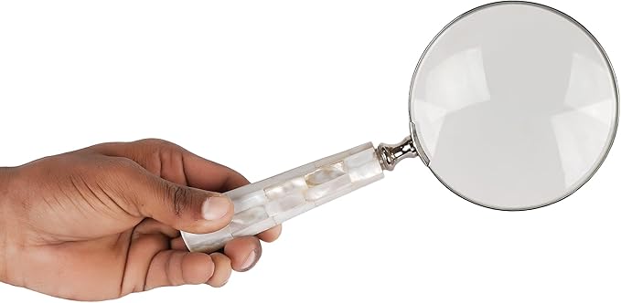 Magnifying Glass with Mother of Pearl Handle, Handheld 10x Magnifying Glass Lens, Antique Magnifier, Reading, Inspection, Coin & Stamp, Astrologer, Low Sight Elderly, Collectible Décor Gift 4" Lens
