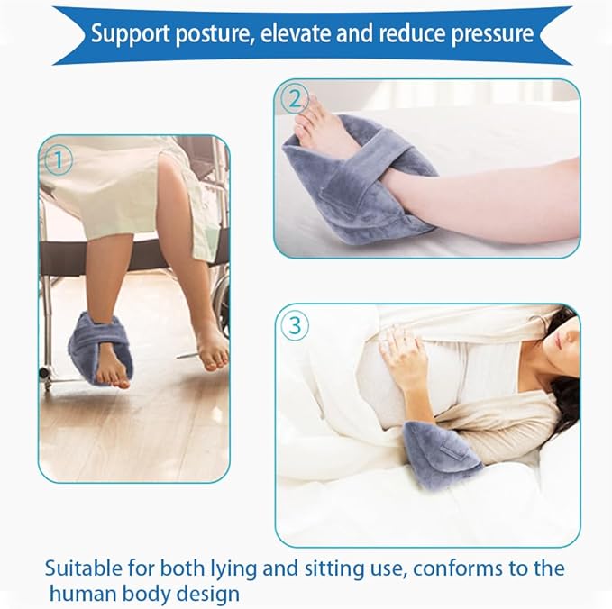 2PCS Heel Protector Cushion-Foot Support Pillow,Anti-Decubitus Heel Pad for Heel Pain Relief,Pressure Sores,Pressure Sores,Bed Sores,Plantar Fasciitis,Adjustable in Size