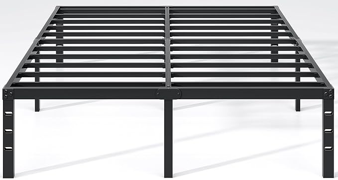NEW JETO Metal Bed Frame,Full Size Bed Frame with Storage Space,12 Inch | Heavy Duty Sturdy Mattress Foundation,Easy Assembly, No Box Spring Needed,Black