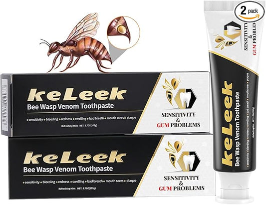2PCS Bee Wasp Venom Toothpaste for Bleeding Gums,Gingivitis Treatment Repair,Sensitive Teeth,Mouth Sores,Plaque -150 MIN Breath Fresheners - 3.7 OZ(2 Pack)