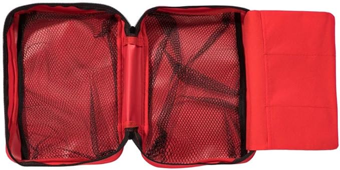 Jipemtra Red First Aid Bag Empty Travel Rescue Pouch First Responder Storage Medicine Emergency Bag for Car Home Office Kitchen Sport Outdoors (Red with Folders)