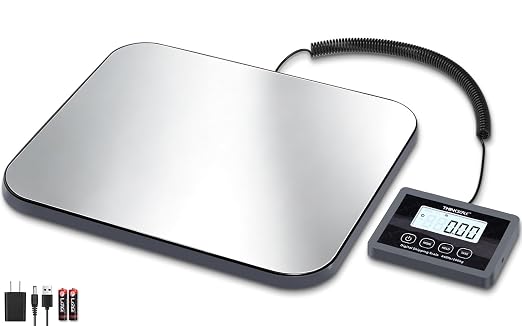 THINKSCALE Shipping Scale, 440lb/1oz Digital Postal Postage Scale for Small Business, Large Backlit LCD with Hold/Tare, Scale for Packages, Luggage, Home Use, USB Power & Battery