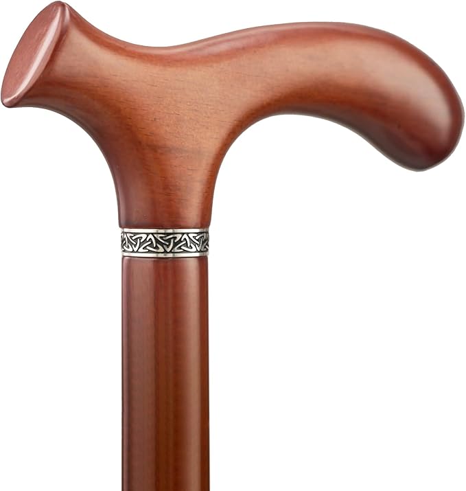 Wooden Walking Cane with 5 Height for Men and Women, Handmade Wood Cane with Comfort Grip Handle, Supportive Mobility Aid for Seniors, Fashionable & Classic Lightweight Stick