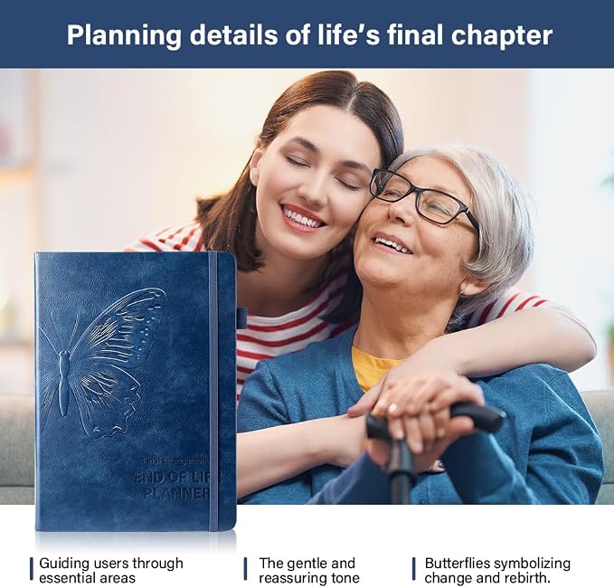 Molekaus End of Life Planner with Tabs, 7"x10" | Guided Estate Planning Organizer, Large Print, 120GSM Thick Paper, Inner Document Pockets for Final & Legal Affairs