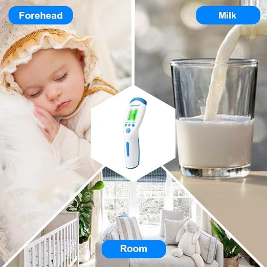 Berrcom Non-Contact Infrared Forehead Thermometer for Adults and Kids | 3-in-1 digital LCD display, fever alert, contactless reader, fast & accurate, for home use