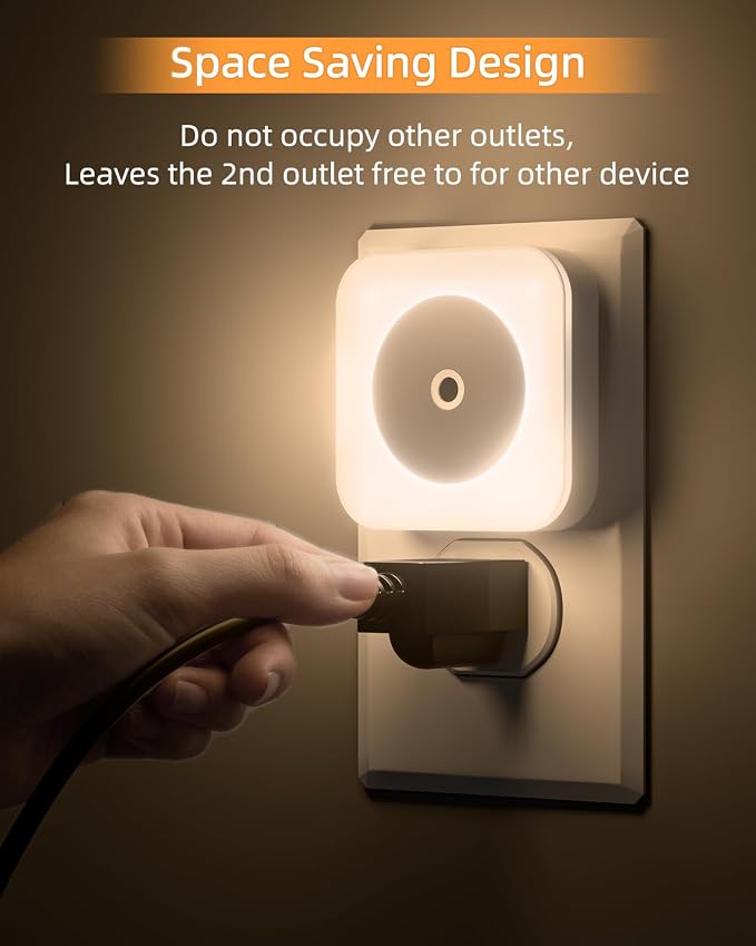 8-Pack LED Night Lights Plug into Wall,Bright Nightlight Auto-On/Off and Dimmable,0.5W Plug in Socket Night Light,Smart Sensor,Daylight White,for Adults Kids Bedroom Bathroom Hallway Kitchen Decor (8)