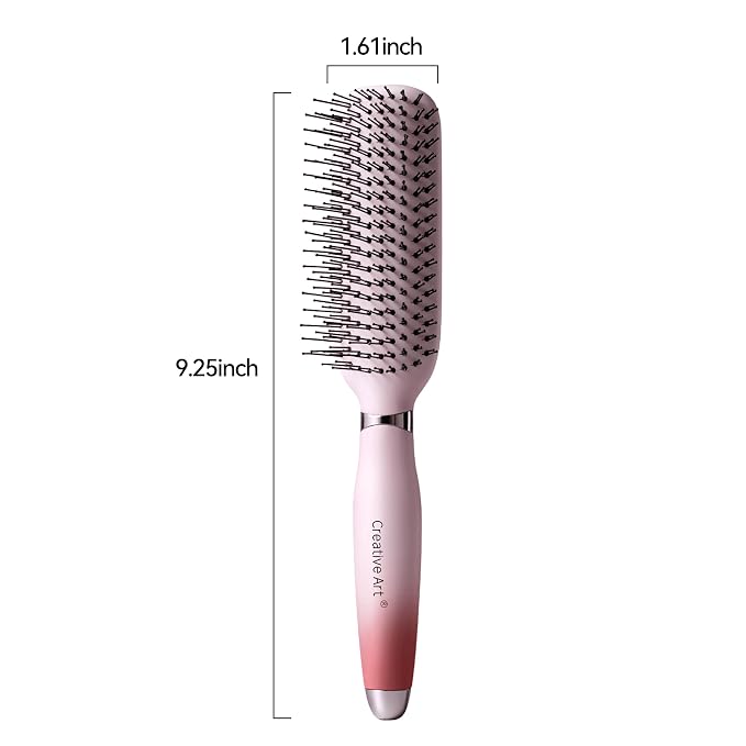 Detangling & Styling Hair Brush for Women Men, Wet& Dry Detangler Hairbrush | Dual-Length Nylon Bristles for Straight to Curly Hair Types, Eliminates Knots & Reduces Breakage, Pink Gradient