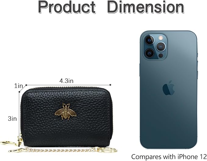 imeetu RFID Credit Card Holder, Small Card Wallet Women, Leather Card Case | Genuine Leather Women's Card & id Cases, Change Coin Purse with Zipper Keychain id Window, 20 Colors & 3 Styles, Daily, Gifts