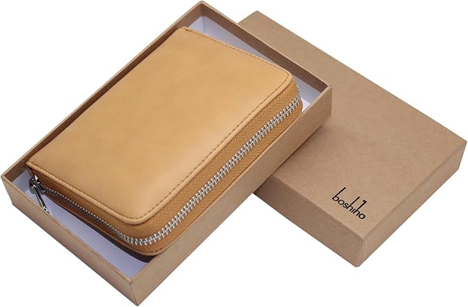 RFID Blocking 24 Slot Credit Card Holder Wallet Real Leather Multi Card Organizer Wallet with Zipper