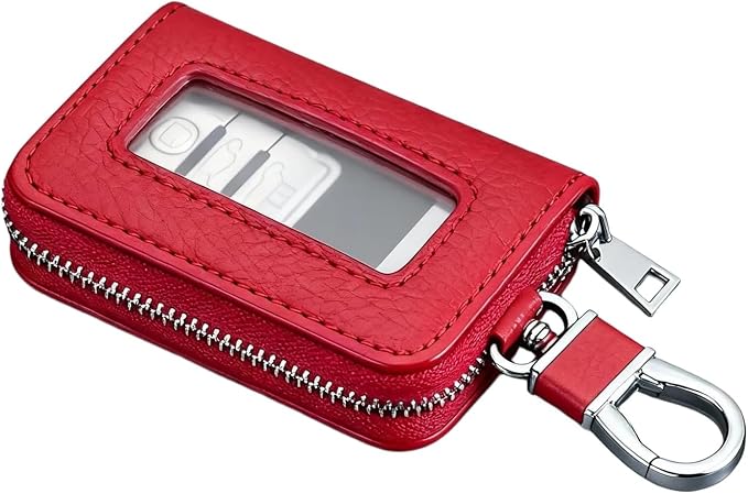 1PC Car Key Fob Case, Leather Car Key Holder for Purse, Automotive Smart Key fob Holder with Hook, for Remote Key Fob