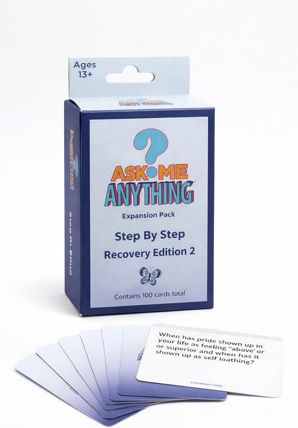 ASKMEANYTHING Recovery Card Game Step-by-Step Edition – Guided Sobriety & Addiction Recovery Cards for Step Work, Self-Reflection, and Group Therapy