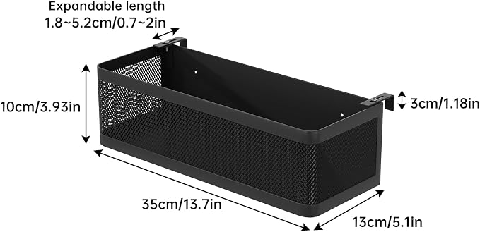 Bedside Caddy Shelf for Bunk Bed, Black, L13.78in*W5.12in*H3.94in | For Bunk Bed, Office Cubicle Walls, Crib Rails, Dorm Bed College Dorm Room Essentials, Large Capacity, Easy Install
