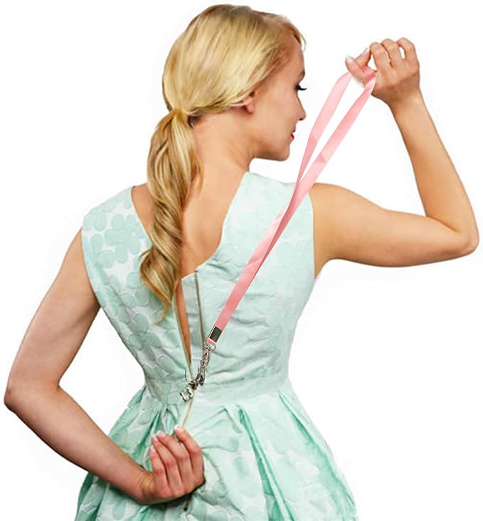 Zipper Helper Pull for Dresses & Boots - Back Zipper Tool with Customs Lock, 2 Hooks