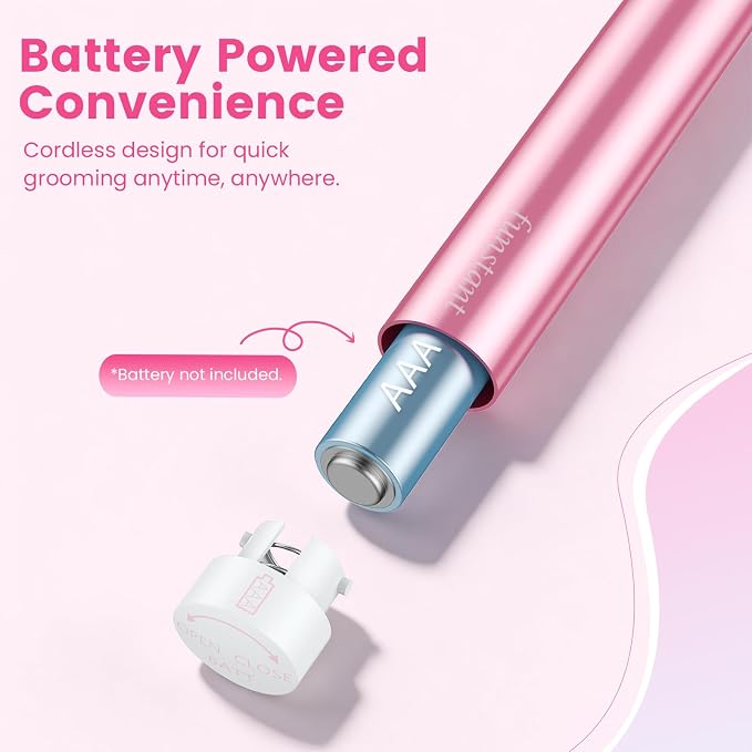 Upgraded Eyebrow Trimmer, Precision Electric Eyebrow Razor for Women Battery-Operated Facial Hair Remover with Comb No Pulling Sensation Painless for Face Chin Neck, Upper-Lip, Peach-Fuzz