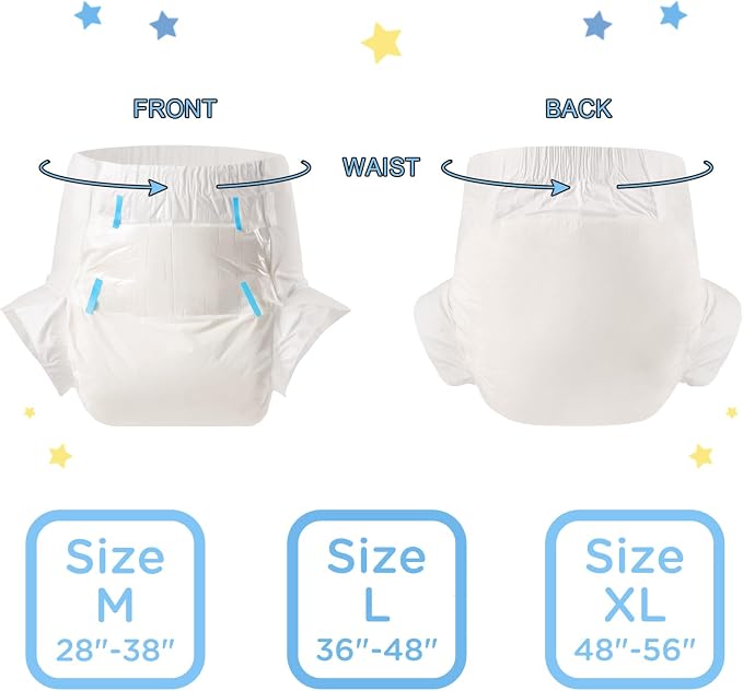 Littleforbig Diaper 2 Pieces - ABDry White Diapers (X-Large 48"-56")