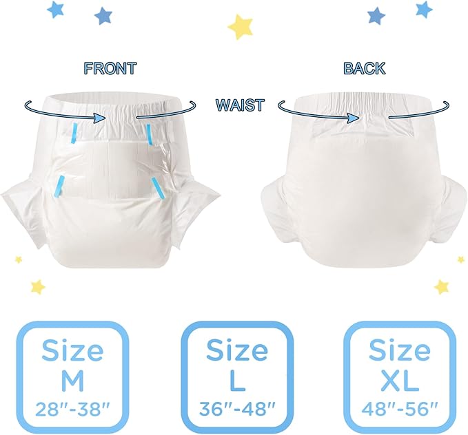 Littleforbig Adult Diaper 10 Pieces - ABDry White Diapers (X-Large 48"-56")
