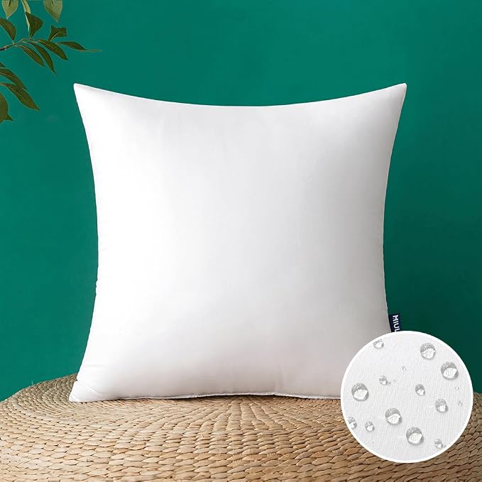 MIULEE 16x16 Inch Outdoor Pillow Insert Waterproof Decorative Throw Pillow | Square Garden Pillow Form for Patio Sofa Couch