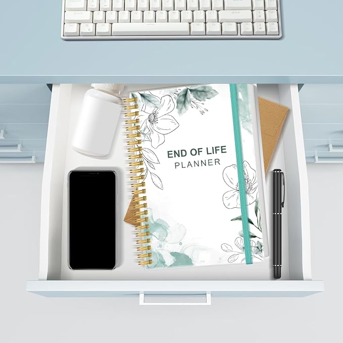End of Life Planner – Final Arrangements Organizer for Beneficiary, Will Preparation, Last Wishes & Funeral Planning, 5.8" x 8.5", Teal Floral