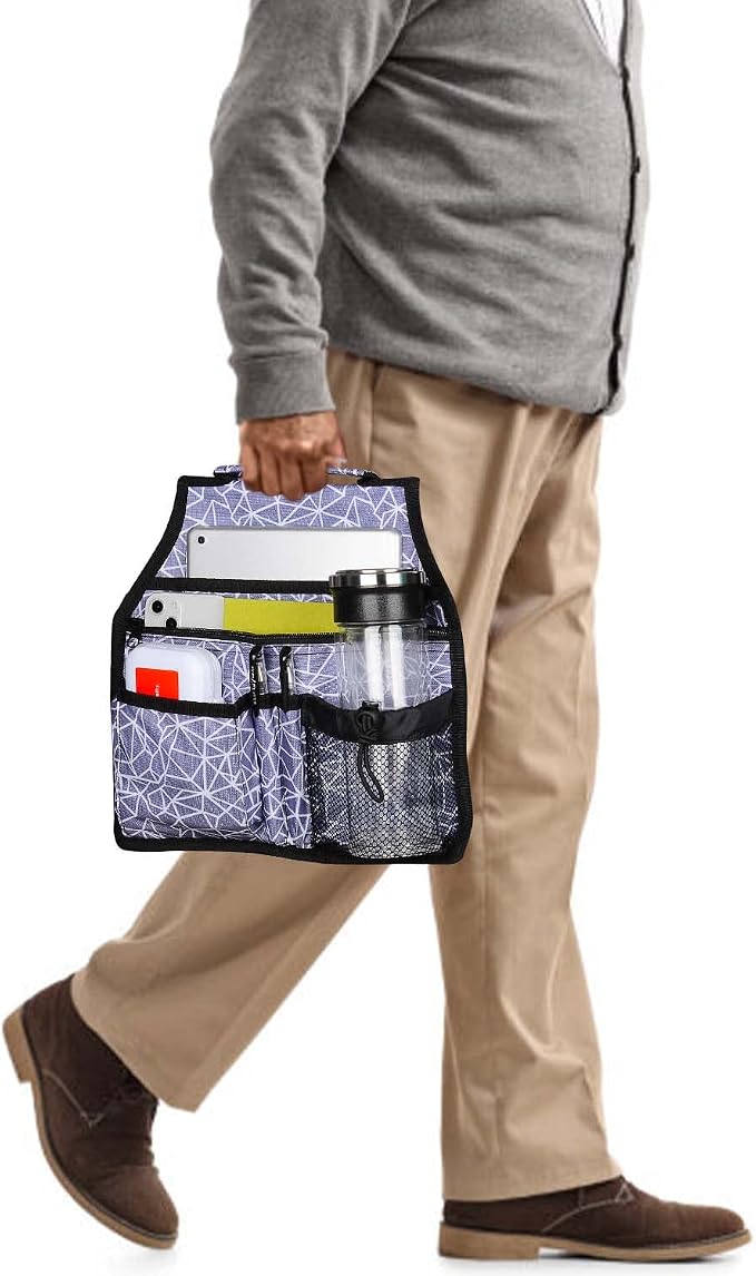 supregear Side Walker Bag, Walker Accessories Bag w/Cup Holder, Folding Walker Basket Waterproof Walker Organizer Caddy Pouch for Most Walker with Side Bar for Seniors, Elderly, Double Sided