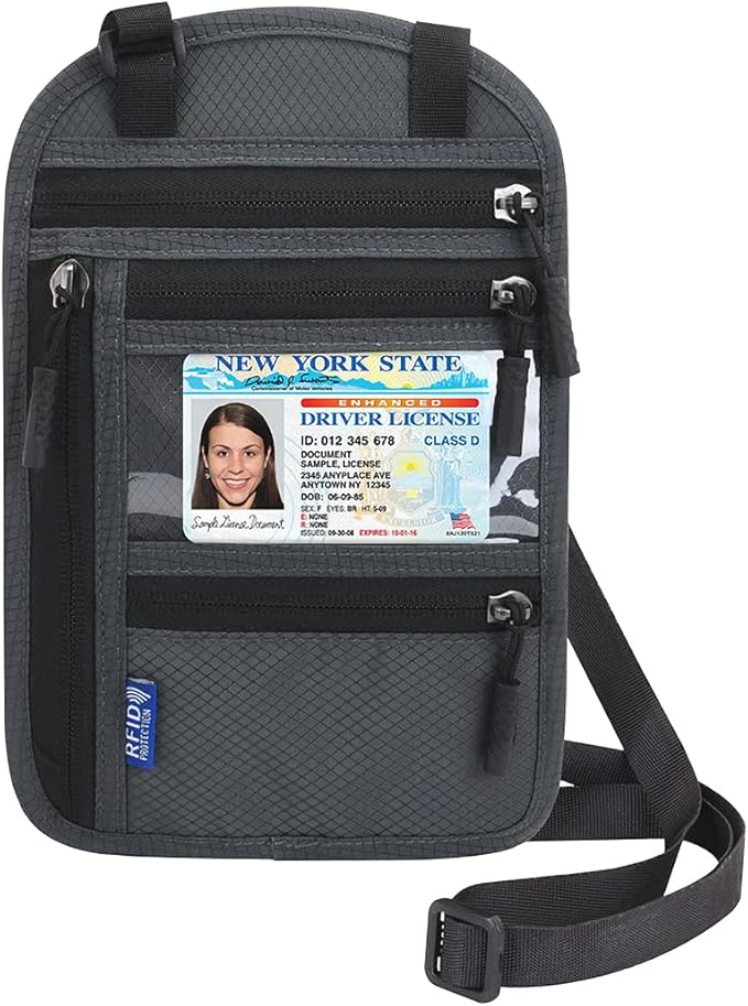 Neck Wallet Lightweight RFID Blocking Waterproof Travel Pouch Passport Wallets for Women Men