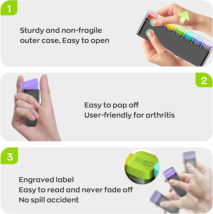 Weekly Pill Organizer 1 Time a Day, HIONXMGA Detachable Travel Pill Box 7 Day, Large Medicine Pill Case Container for Daily Medication Vitamin Supplement Fish Oil, Portable Week Pills Holder, Clear