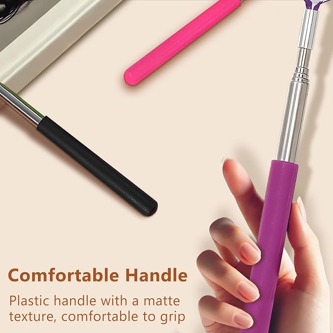 3-Piece Portable Extendable Back Scratcher Set, Telescopic Back Scratchers for Women and Men, Stainless Steel Body Massagers with Rubber Grips