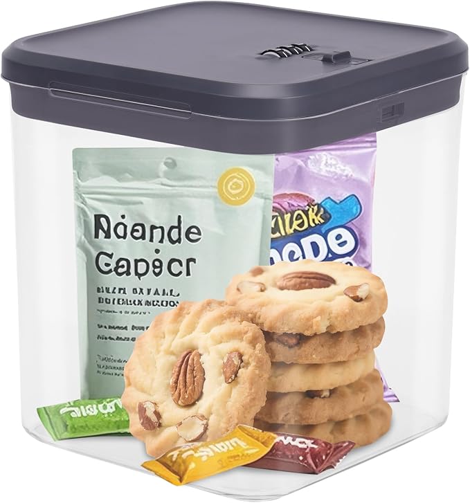 Lock Box for Medicine & Snacks - Childproof Storage Box with Combination Lock, Secure Organizer for Pills, Fridge Food, Phone, Vitamins | Portable Safe for Home, Office, Travel (5.5x5.5x6.3in)