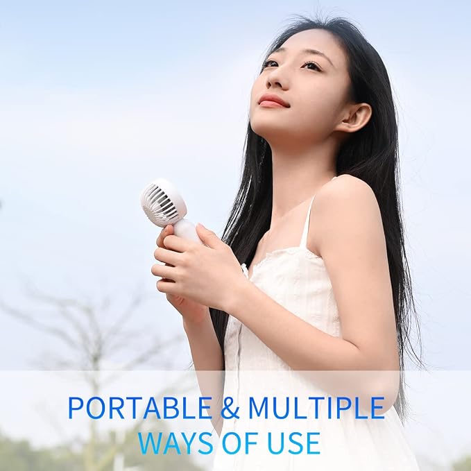 JODNO Mini Portable Fan 6 Pack, Cute Handheld Battery Operated Lightweight Small Personal Fans with 3 Speeds and USB Rechargeable Eyelash Fan for Women Men Office Outdoor Travel Camping