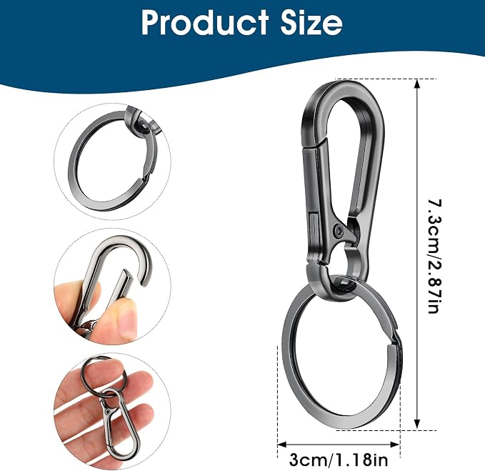 Amaxiu Heavy Duty Metal Keychain, Zinc Alloy Key Chain with Keyring Quick Release Carabiner Clips Keyring Holder Organizer Car Key Finder Hook Keys Clip for Men Women