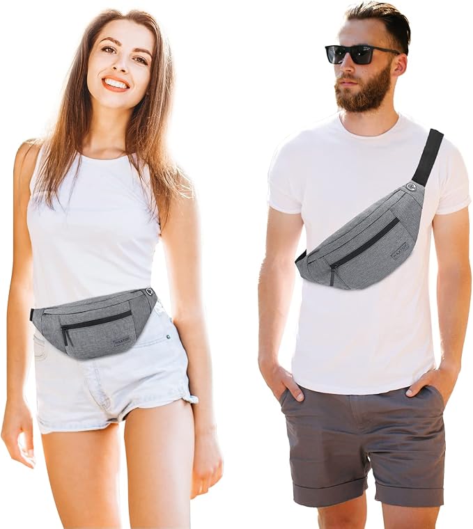Crossbody Bags for Women Men Travel Essentials Fanny Pack Belt Bag | 4-Zipper Pockets,Key Chain,Polyester,Fit All Phones,Perfect Gifts Enjoy Festival Sports Yoga Traveling Workout Running Casual
