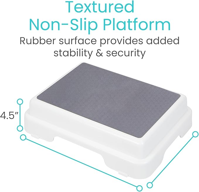 Vive Bath Step Stool (4.5") - Slip Resistant, Stackable, Indoor/Outdoor - Safety Stepping Stool Bathroom Aid for Adults, Handicap, Elderly, Seniors, Bathtub, High Beds, Kitchens - Nonslip