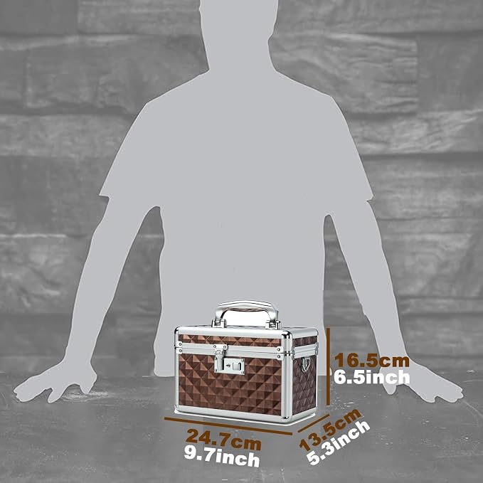 Storage Box with Key Lock, Lockable Medicine Storage Box, Empty First Aid Box, Security Lock Box, Multipurpose Locking Box for Home and Outdoor Use (Coffee, Small)