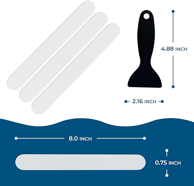 Anti-Slip Shower Stickers - Help Reduce Slipping in Bathtub & Shower, Clear Non-Slip Bath Strips, Strong Adhesive Bathtub Appliques Suitable for Homes with Kids, Adults & Seniors - 24 Pcs - Homergy