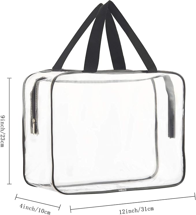 HAOGUAGUA 2-Piece Large Clear Makeup Cosmetic Organizer Bag, Plastic Tote Bags, Waterproof Transparent Handbag Purse