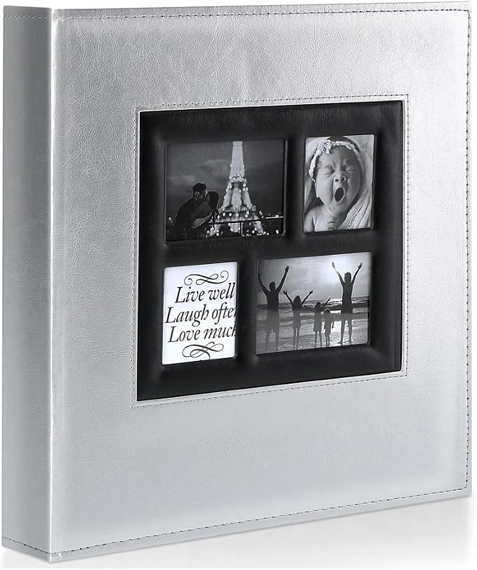 Ywlake Photo Album 4x6 600 Pockets Photos, Extra Large Capacity Family Wedding Picture Albums Holds 600 Horizontal and Vertical Photos Silver