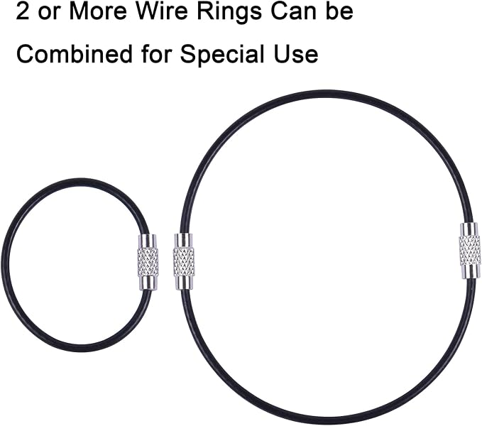 Wisdompro Wire Keychain Cable, 4.3/6.3 Inch Stainless Steel Wire Keyrings | Heavy Duty Wire Key Rings Metal Wire Cable Key Chain Loop for Luggage Tags, Keys, Crafts and ID Tags