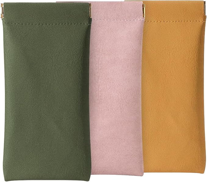 Glasses Cases Soft, Leather Eyeglasses Cases, Squeeze Top Portable Sunglasses Case, PU Glasses Pouch for Men Women