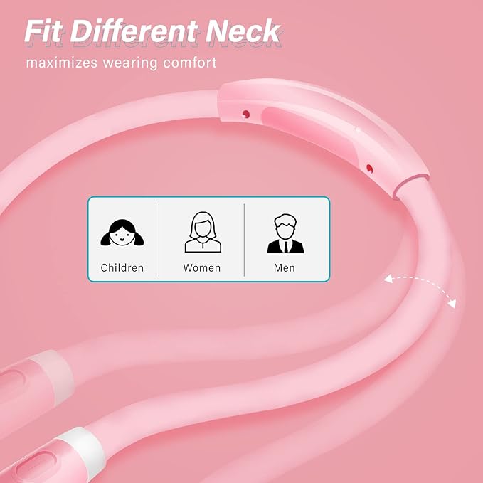 Vekkia Rechargeable LED Neck Reading Light, Book Lights for Reading in Bed, 3 Brightness Levels, Flexible Soft Silicone Arms Comfortable Wear, Long Lasting, Perfect for Craft & Knitting, Pink