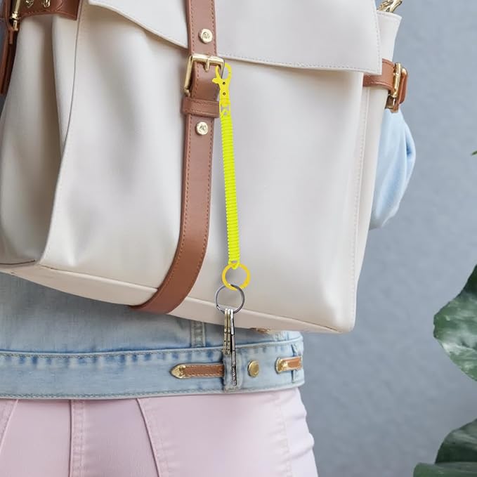 Spiral Coil Spring Keychain, Anti-lost Key Chain Holder Lanyard Cord with Lobster Clasp