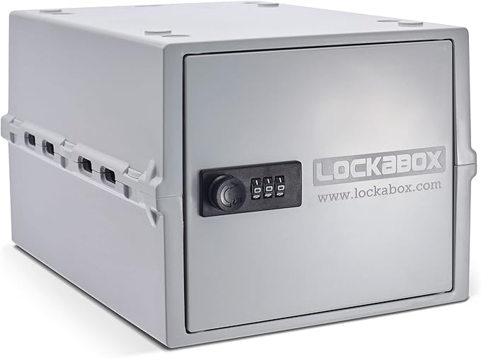 Lockabox One™ | Premium Lock Box | Medium Combination Lock Box For Food, Medicine & Home Safety | External Size 12 x 8 x 6.6 inches (Opal White)