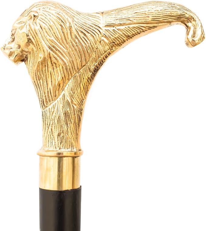 FYNJREX Walking Cane with Brass Handle - Lightweight Walking Stick - Canes for Men,Women and Seniors – Vintage Victorian Cane - Grandpa Gift