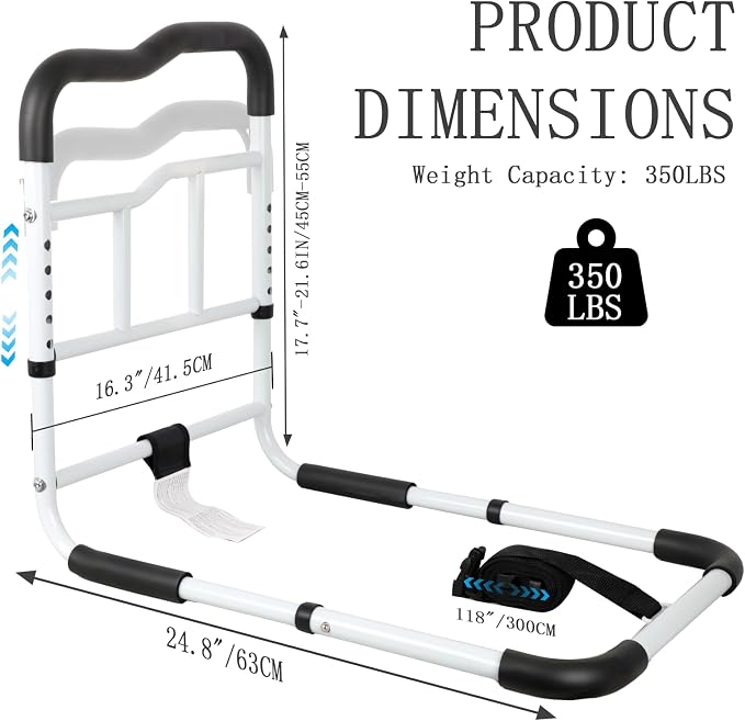 Cupluw Bed Rails for Elderly Adults Safety, Upgraded Extra Wide 16'', 16 CFR Part 1270 Approved Adjustable Bed Cane, Bed Assist Rail Load 350lb, Ergonomic Non-Slip Handle for King/Queen/Full/Twin Bed
