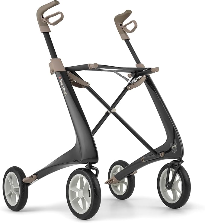 byACRE Carbon Ultralight Rollator Walker - 10.6 lbs Adult Walkers with 4 Wheels and Seat - Lightweight Seated Walkers with Wheels - Foldable Rolling Walker with Seat - Walker for Adults