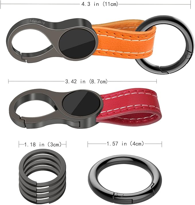Idakekiy Key Chain with 4 Key Rings and Quick Release Carabiner Clip Leather Car Keychain for Men and Women