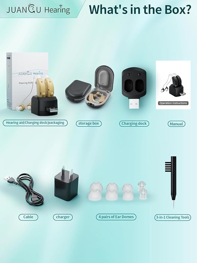 Hearing Aids for Seniors Rechargeable Invisible Behind The Ear Design with 20H Battery DSP Noise Reduction OTC Hearing Aids for Mild to Moderate Hearing Loss Easy Volume Control Not Amplifiers