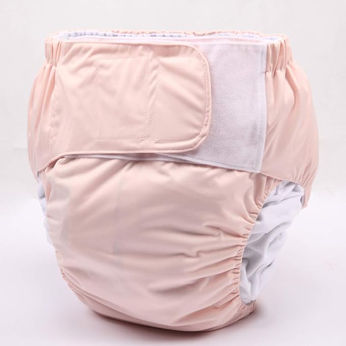 Adult Cloth Diaper Nappy Reusable Washable for Disability Incontinence Large (Beige (Large 26in to 50in))
