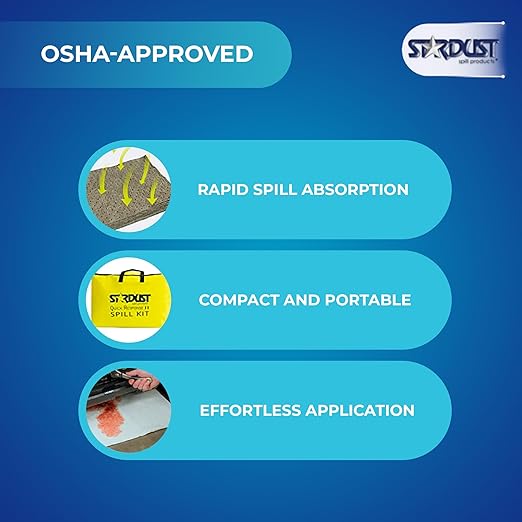 Stardust Spill Products Universal Spill Kit – OSHA Compliant Solution for Vehicles, Industrial, & Restaurant Use, Emergency Response Chemical, Water, & Bodily Fluid Cleanup, 6-Pack