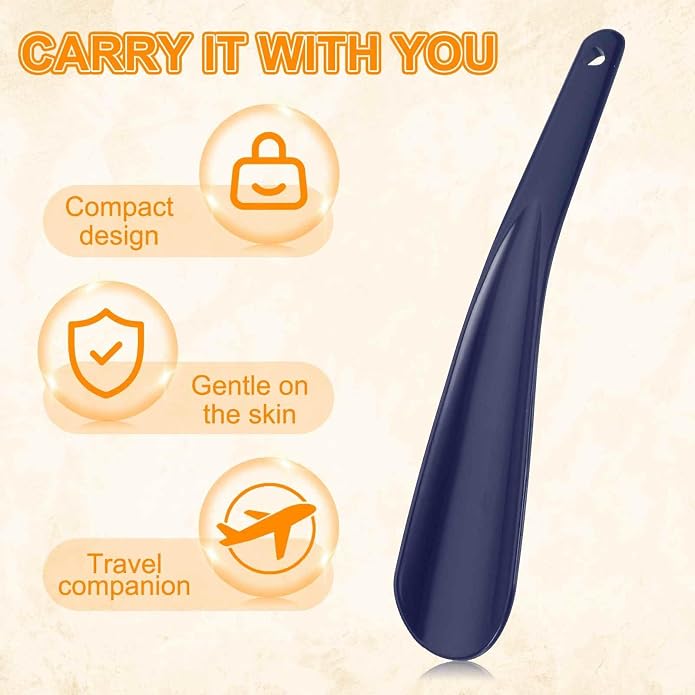 HARFINGTON Shoe Horn Plastic Straight Handle Shoe Helper Metal Shoehorns for Women Men Seniors Boots