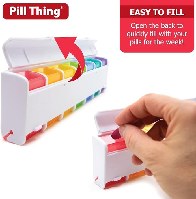 7 Times a Day Weekly Pill Box Organizer Case, Secure 7X Pillbox with Medication Schedule (997-389 Combo)